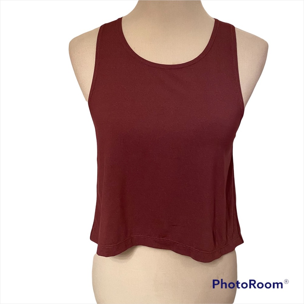 MANDUKA TANK TOP PURPLE CROPPED HIGH LOW STRETCH SIZE XS ATHLEISURE ACTIVE
